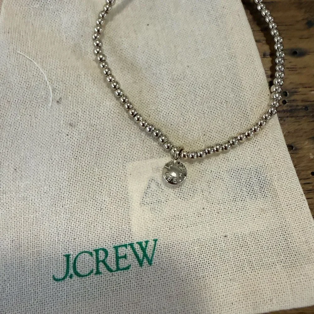 J.crew beaded stretch bracelet with dainty cubic zirconia charm